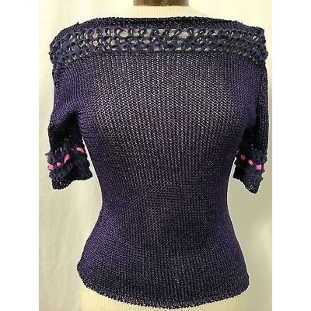 Esteve Sitamurt Women's Sweater Purple Knit S/S Knit Sweater Size Medium